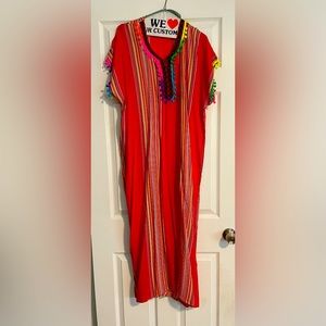 Red with colored stripes caftan